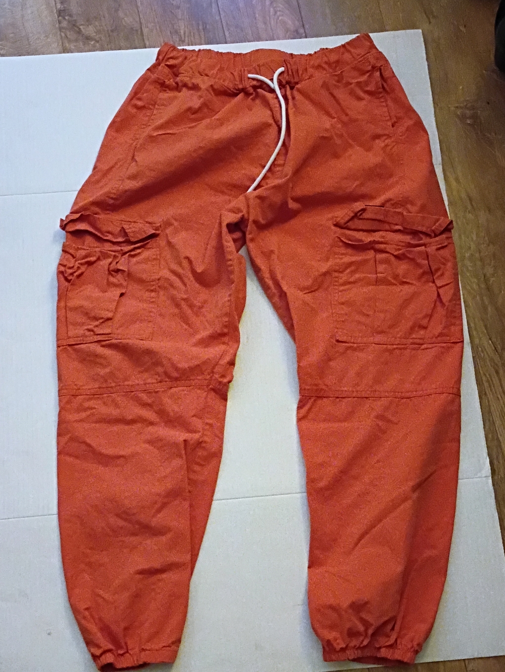 Women's Orange Cargo Jogger Pants - Drawstring Waist